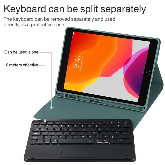 Detachable Bluetooth Black Keyboard & Microfiber Leather Tablet Case For Ipad 10.2 Inch / Ipad Air 2019 With Touch Pad & Pen Slot & Holder