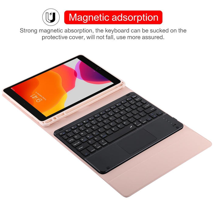 Detachable Bluetooth Black Keyboard & Microfiber Leather Tablet Case For Ipad 10.2 Inch / Ipad Air 2019 With Touch Pad & Pen Slot & Holder