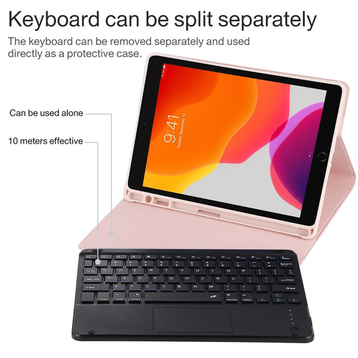 Detachable Bluetooth Black Keyboard & Microfiber Leather Tablet Case For Ipad 10.2 Inch / Ipad Air 2019 With Touch Pad & Pen Slot & Holder