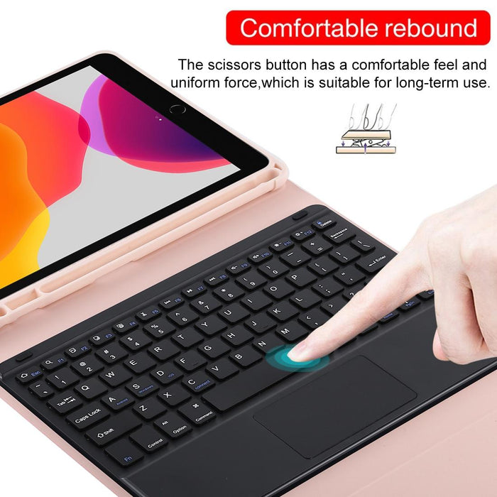 Detachable Bluetooth Black Keyboard & Microfiber Leather Tablet Case For Ipad 10.2 Inch / Ipad Air 2019 With Touch Pad & Pen Slot & Holder