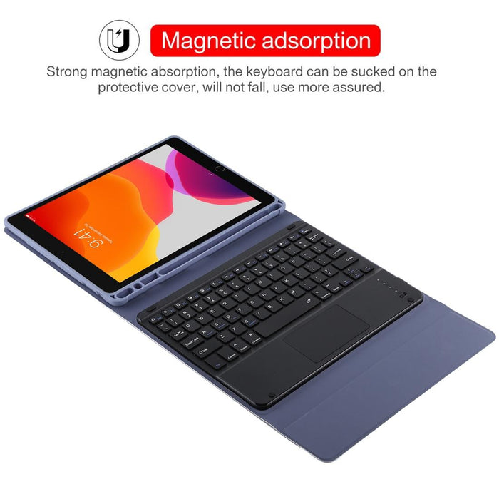 Detachable Bluetooth Black Keyboard & Microfiber Leather Tablet Case For Ipad 10.2 Inch / Ipad Air 2019 With Touch Pad & Pen Slot & Holder