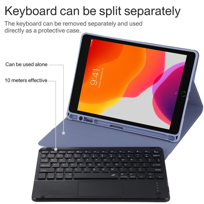 Detachable Bluetooth Black Keyboard & Microfiber Leather Tablet Case For Ipad 10.2 Inch / Ipad Air 2019 With Touch Pad & Pen Slot & Holder