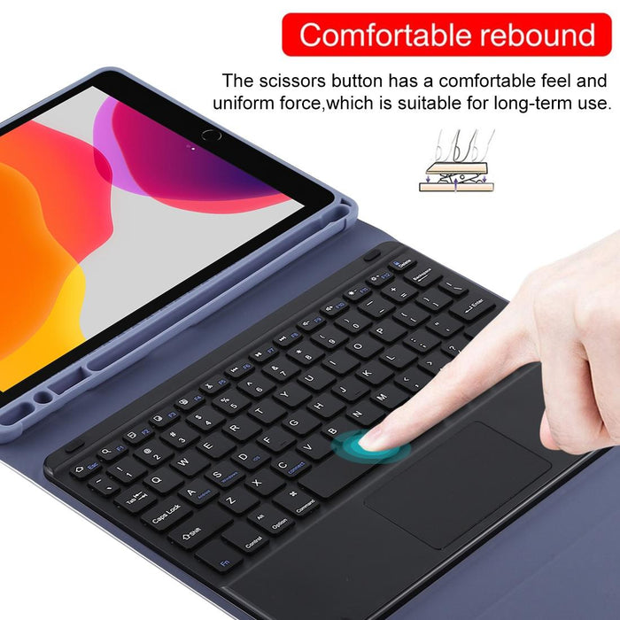 Detachable Bluetooth Black Keyboard & Microfiber Leather Tablet Case For Ipad 10.2 Inch / Ipad Air 2019 With Touch Pad & Pen Slot & Holder