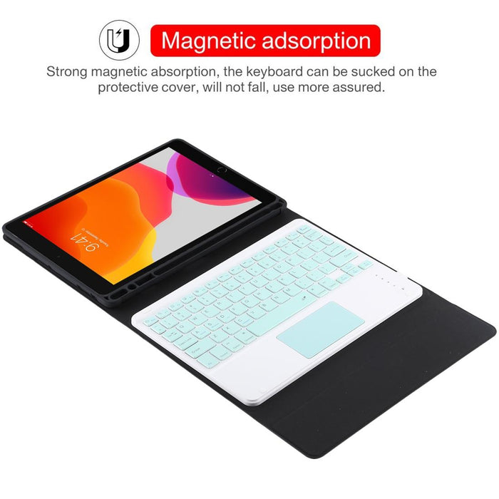 Detachable Bluetooth Green Keyboard & Microfiber Leather Tablet Case For Ipad 10.2 Inch / Ipad Air 2019 With Touch Pad & Pen Slot & Holder