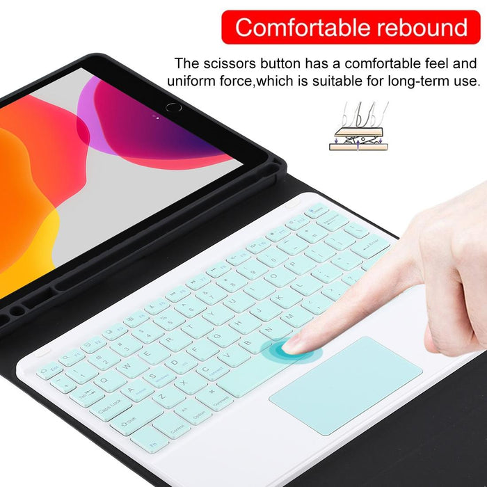 Detachable Bluetooth Green Keyboard & Microfiber Leather Tablet Case For Ipad 10.2 Inch / Ipad Air 2019 With Touch Pad & Pen Slot & Holder