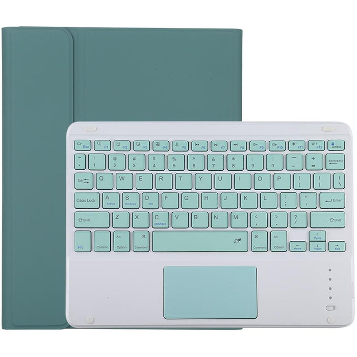 Detachable Bluetooth Green Keyboard & Microfiber Leather Tablet Case For Ipad 10.2 Inch / Ipad Air 2019 With Touch Pad & Pen Slot & Holder