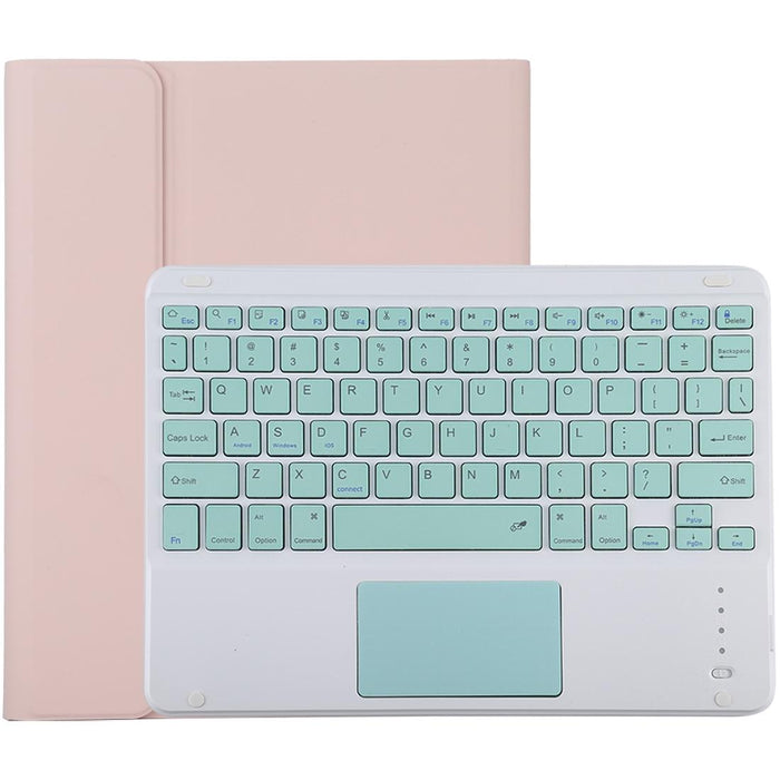 Detachable Bluetooth Green Keyboard & Microfiber Leather Tablet Case For Ipad 10.2 Inch / Ipad Air 2019 With Touch Pad & Pen Slot & Holder