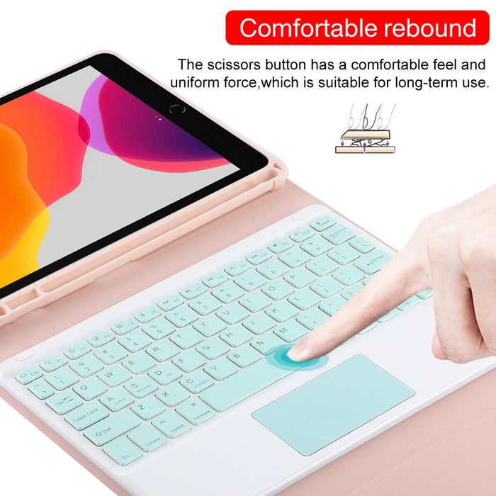 Detachable Bluetooth Green Keyboard & Microfiber Leather Tablet Case For Ipad 10.2 Inch / Ipad Air 2019 With Touch Pad & Pen Slot & Holder