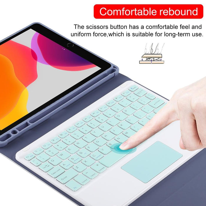 Detachable Bluetooth Green Keyboard & Microfiber Leather Tablet Case For Ipad 10.2 Inch / Ipad Air 2019 With Touch Pad & Pen Slot & Holder