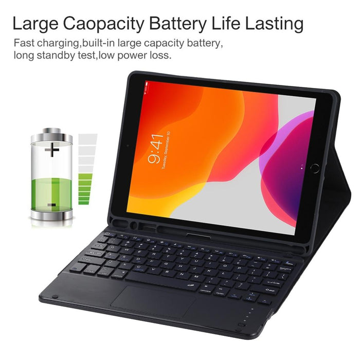 Detachable Bluetooth Black Keyboard & Microfiber Leather Tablet Case For Ipad 9.7 Inch With Touch Pad & Pen Slot & Holder