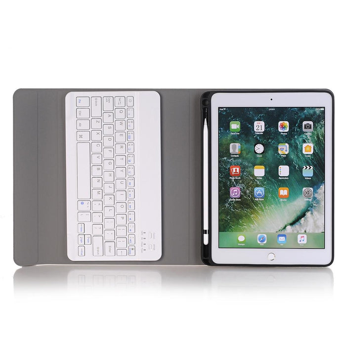 For Ipad 10.2 Inch 2019 Ultra-Thin Detachable Bluetooth Keyboard Leather Tablet Case With Stand & Pen Slot Function