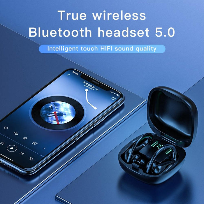 258 Wireless Ear-Mounted Bluetooth Earphone With Charging Box & Digital Display