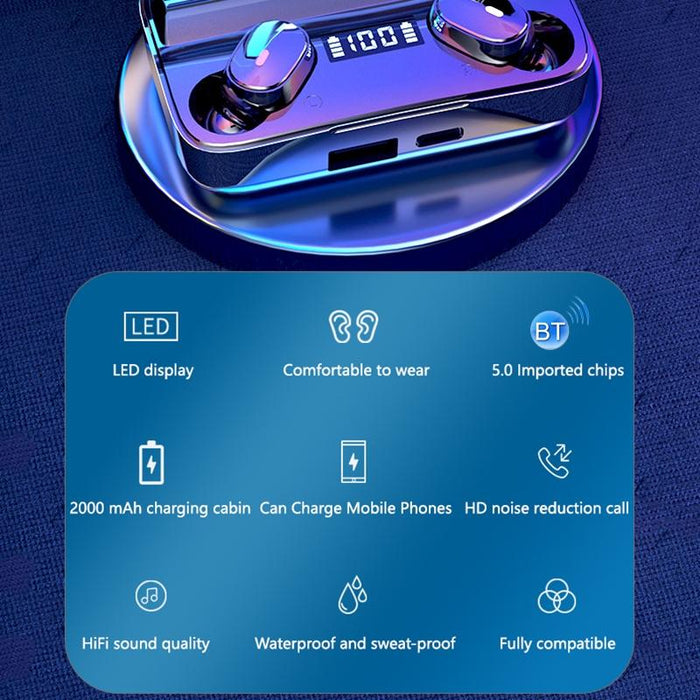 A9 Tws Cvc8.0 And Dsp Dual Noise Cancelling Bluetooth Earphone With Magnetic Charging Box & Led Digital Display