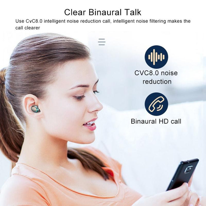 F9-5C Four-Bar Breathing Light & Digital Display Noise Reduction Bluetooth Earphone With Hand Strap