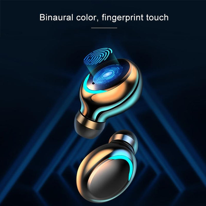 F9-5C Four-Bar Breathing Light & Digital Display Noise Reduction Bluetooth Earphone With Hand Strap