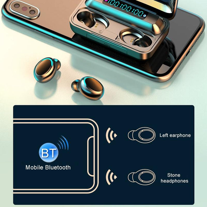 F9-5C Three-Screen Digital Display Noise Reduction Bluetooth Earphone With Hand Strap