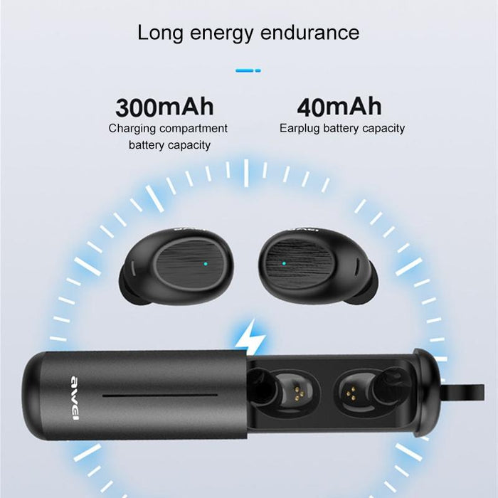 T55 Tws Bluetooth V5.0 Ture Wireless Sports Headset With Portable Charging Case Black