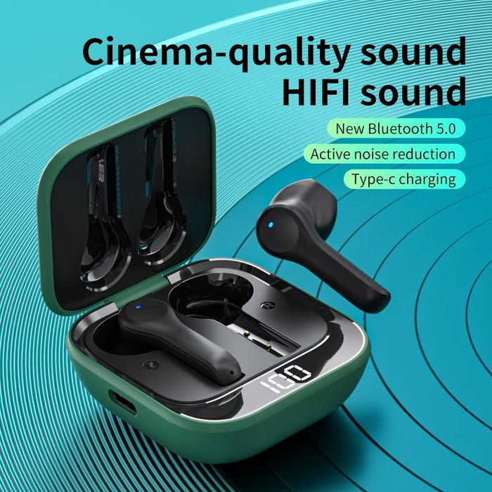 K08 Wireless Bluetooth 5.0 Noise Cancelling Stereo Binaural Earphone With Charging Box & Led Digital Display