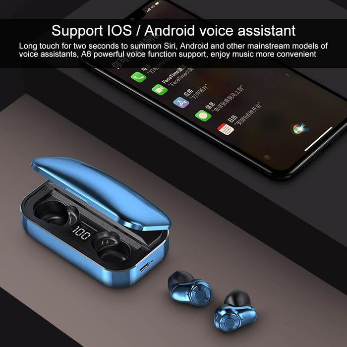 A6 Tws Touch Wireless Bluetooth 5.0 Earphone With Charging Box & Led Smart Digital Display