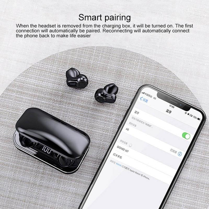 A6 Tws Touch Wireless Bluetooth 5.0 Earphone With Charging Box & Led Smart Digital Display