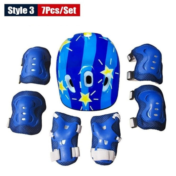 Kids Protective Gear Set Safety Helmet Wrist Elbow Knee Pads For Cycling Skating Skiing