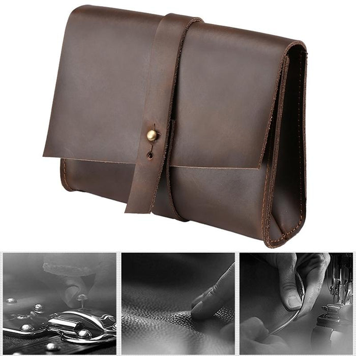 Versatile Leather Laptop Bag With Cable Winder - Fits 12 Macbook Samsung Sony Dell Alienware Chuwi Asus Hp - Coffee