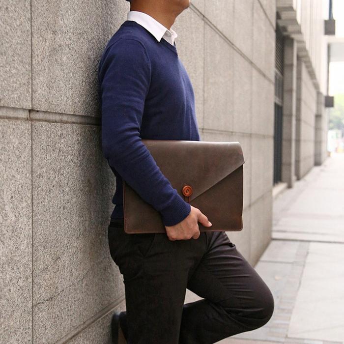 15.4 Business Laptop Tablet Bag - Genuine Leather - Universal Fit