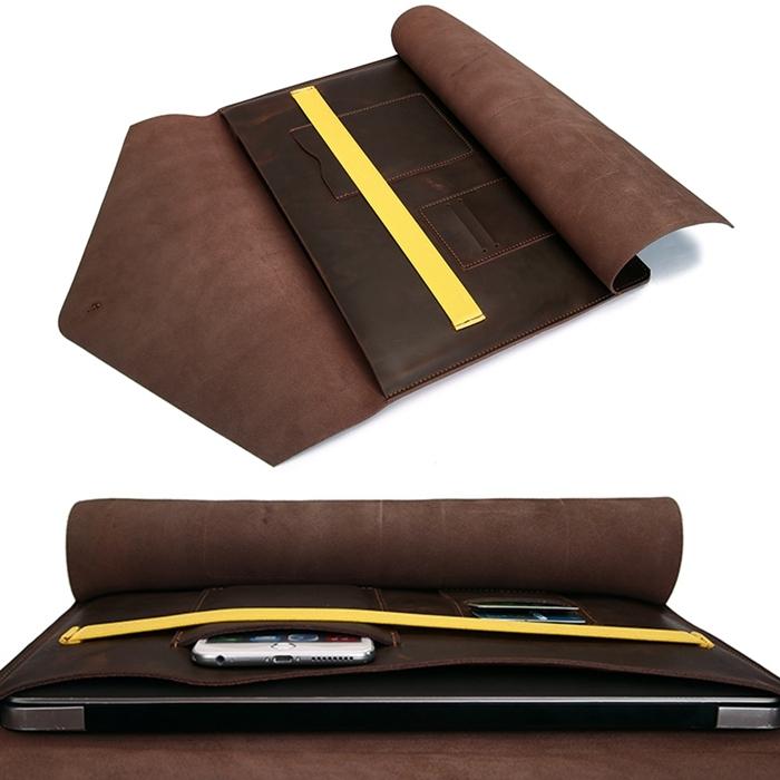 15.4 Business Laptop Tablet Bag - Genuine Leather - Universal Fit