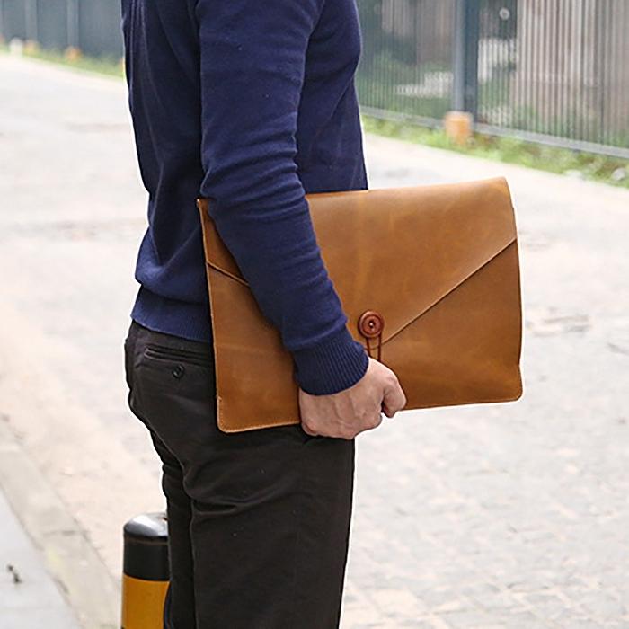 15.4 Business Laptop Tablet Bag - Genuine Leather - Universal Fit