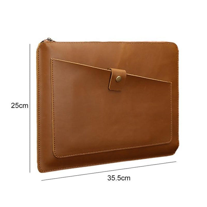 Premium Leather Business Laptop Bag With Zipper - Universal Fit