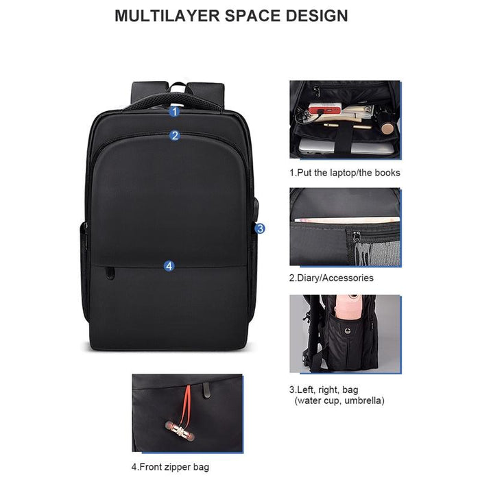 Waterproof Laptop Backpack with Usb Interface for 15