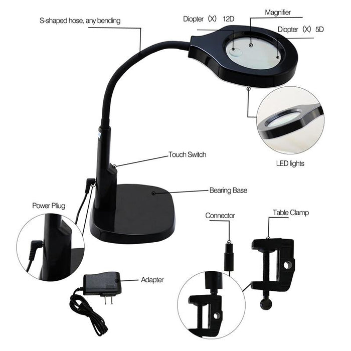 Best Adjustable Desk Magnifier Lamp Led Light Magnifying