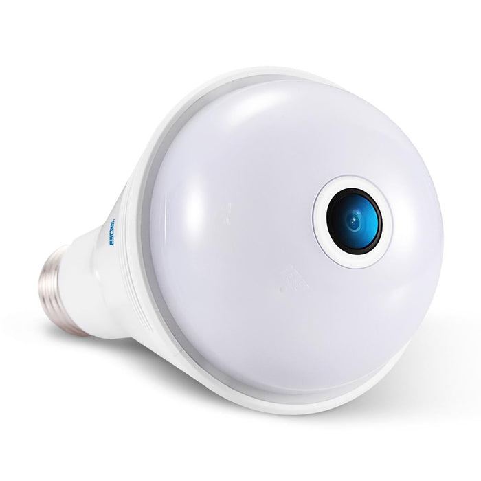 2Mp Hd 1080P 360 Degree Panoramic Bluetooth Speaker Bulb Ip Camera E27 Wifi Motion Detection White