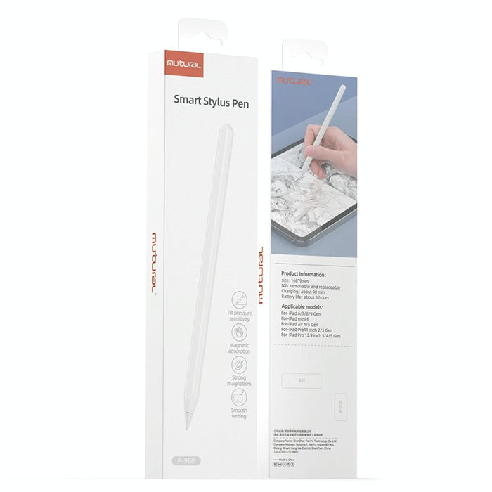 For Ipad After 2018 Mutural P-980 Tilt Pressure Sensor Capacitive Stylus Pen With Palm Rejection