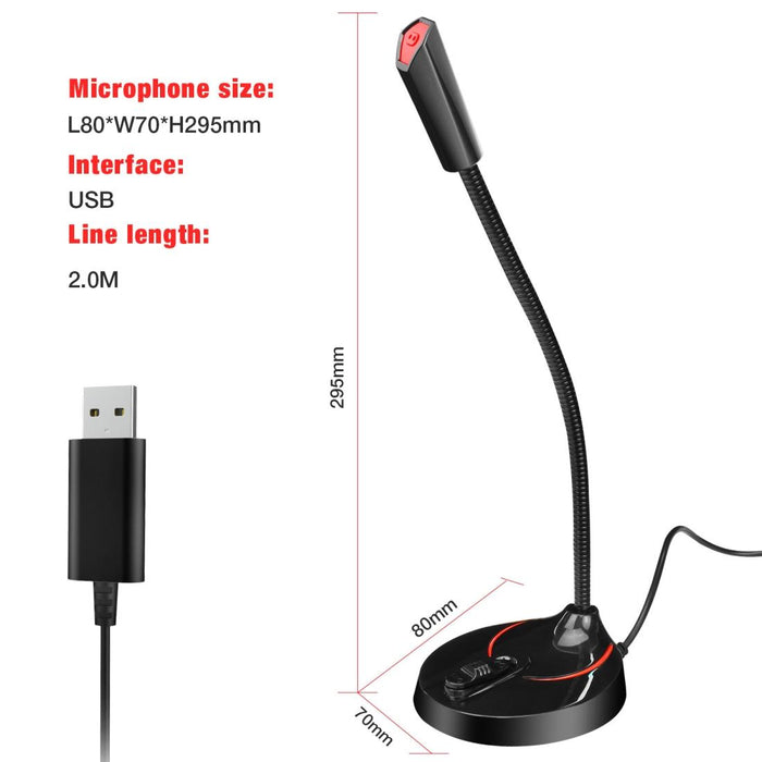 Hxsj F12 360 Degrees Bendable Drive-Free Usb Computer Microphone - 2.2M