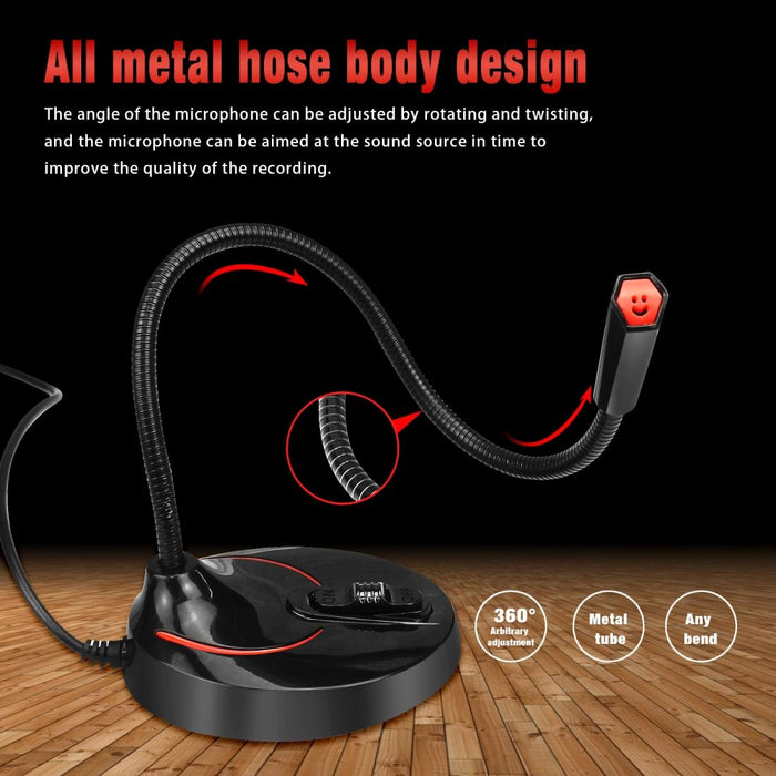 Hxsj F12 360 Degrees Bendable Drive-Free Usb Computer Microphone - 2.2M