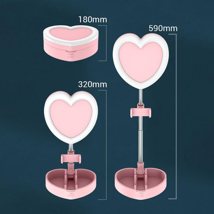 Heart Shape Multi-Function Live Broadcast Beauty Fill Light Mobile Phone Holder