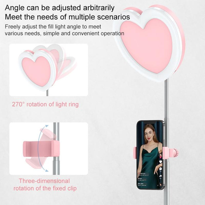 Heart Shape Multi-Function Live Broadcast Beauty Fill Light Mobile Phone Holder