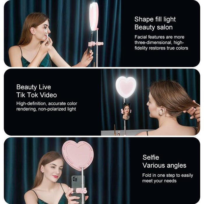 Heart Shape Multi-Function Live Broadcast Beauty Fill Light Mobile Phone Holder