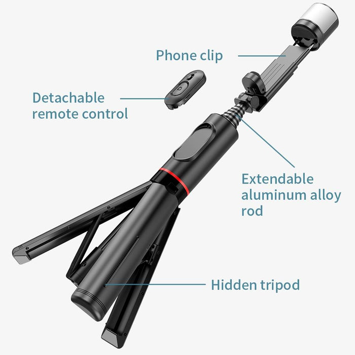 Rotatable Bluetooth Selfie Stick with Fill Light and Remote