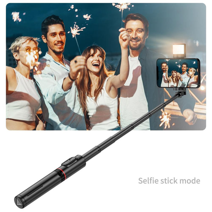 Rotatable Bluetooth Selfie Stick with Fill Light and Remote