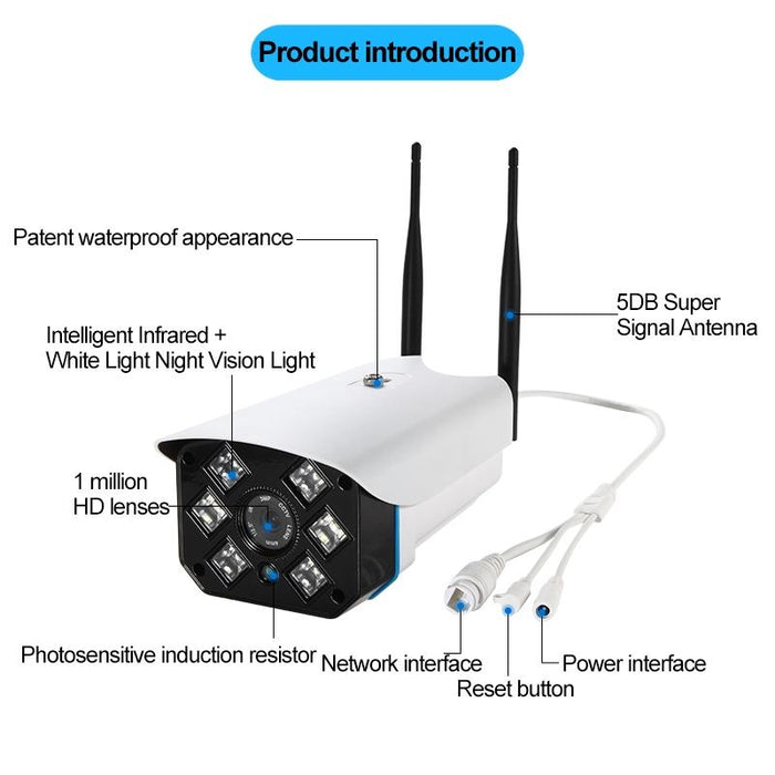 J-06 Indoor And Outdoor 1.0Mp Wireless Wifi Ip Ir Camera Support Infrared Night Vision / Motion Detection / Tf Card 64Gb Max - Ir Distance 50M