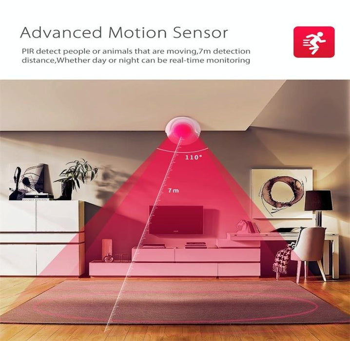 Pd01W Wireless Wifi Pir Detector Motion Sensor Supports Android / Ios Systems & Ultra-Bright Red Led