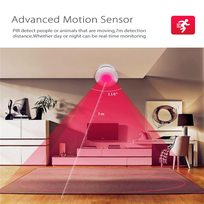 Pd02W Wireless Wifi Pir Detector Motion Sensor With Magnet Bracket & Support Android / Ios Systems & Ultra-Bright Red Led