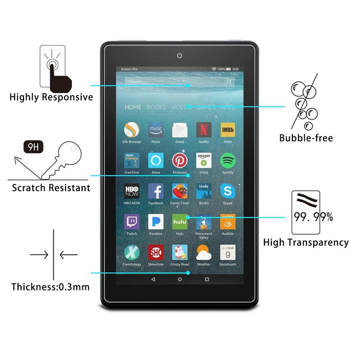 For Amazon Kindle Fire 7 2017 100 Pcs 0.3Mm 9H Full Screen Tempered Glass Film