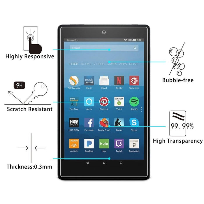 For Amazon Kindle Fire Hd 8 2016 75 Pcs 0.3Mm 9H Full Screen Tempered Glass Film