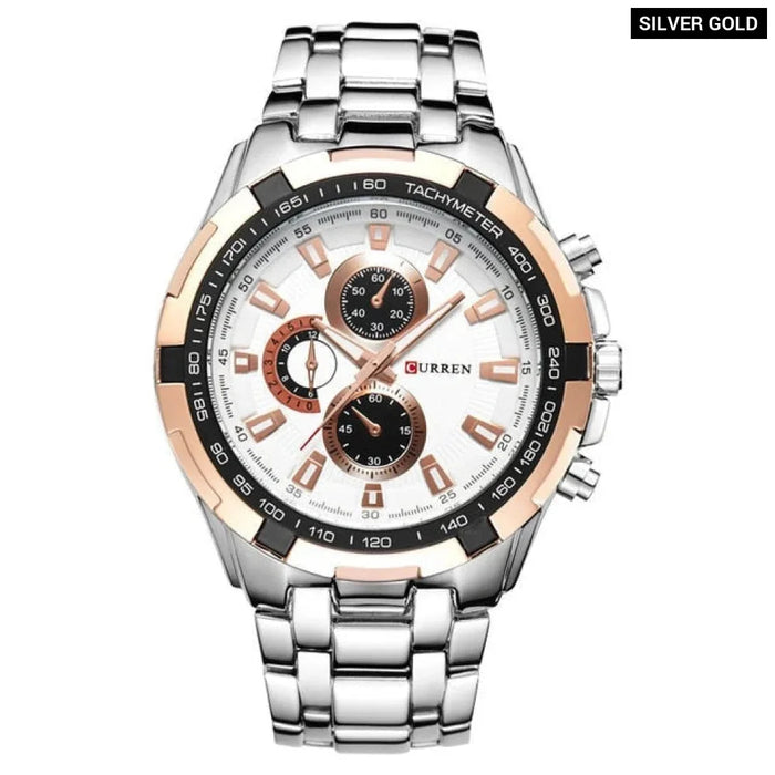 Stainless Steel Analog Sport Quartz Men's Wristwatch