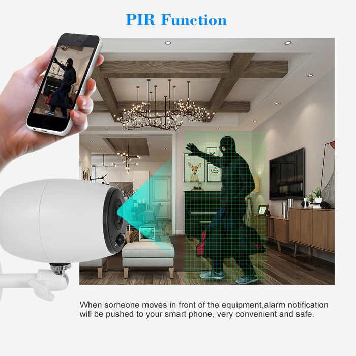 Security Hd 720P Two-Way Audio Wireless Wifi Ip Camera Support Night Vision & Pir Detection & Tf Card Ip54 Waterproof White