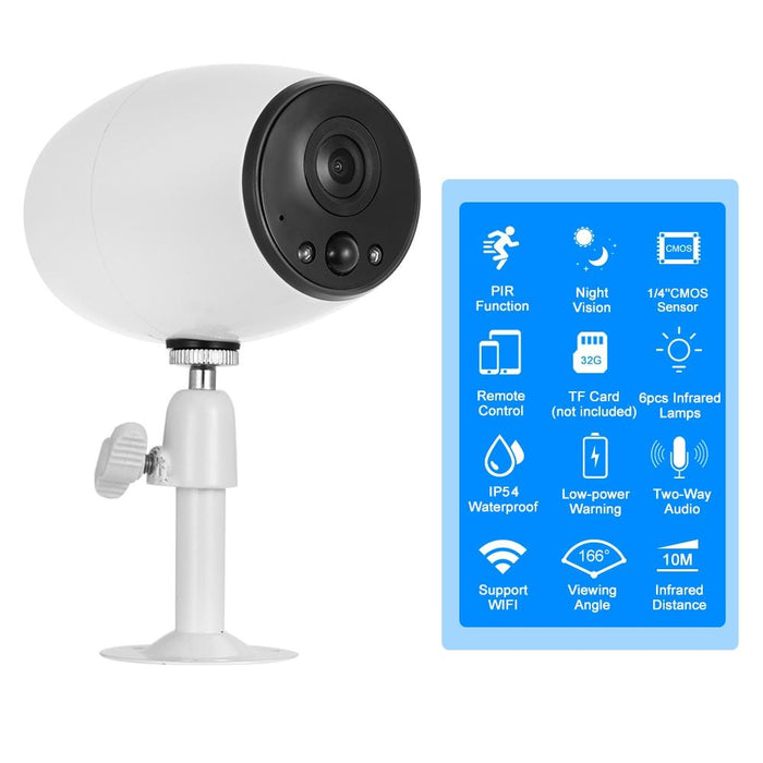 Security Hd 720P Two-Way Audio Wireless Wifi Ip Camera Support Night Vision & Pir Detection & Tf Card Ip54 Waterproof White