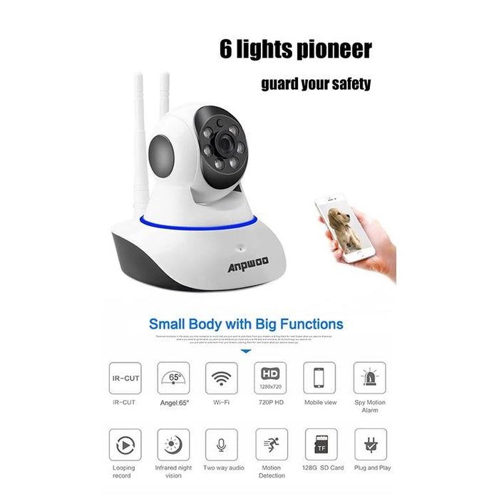 1.0Mp 720P Hd Wifi Ip Camera Support Motion Detection / Night Vision White